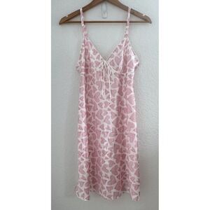 Adonna Babydoll Slip Nightie Lingerie Womens S Cream Pink Heart Satin Tie Whimsy